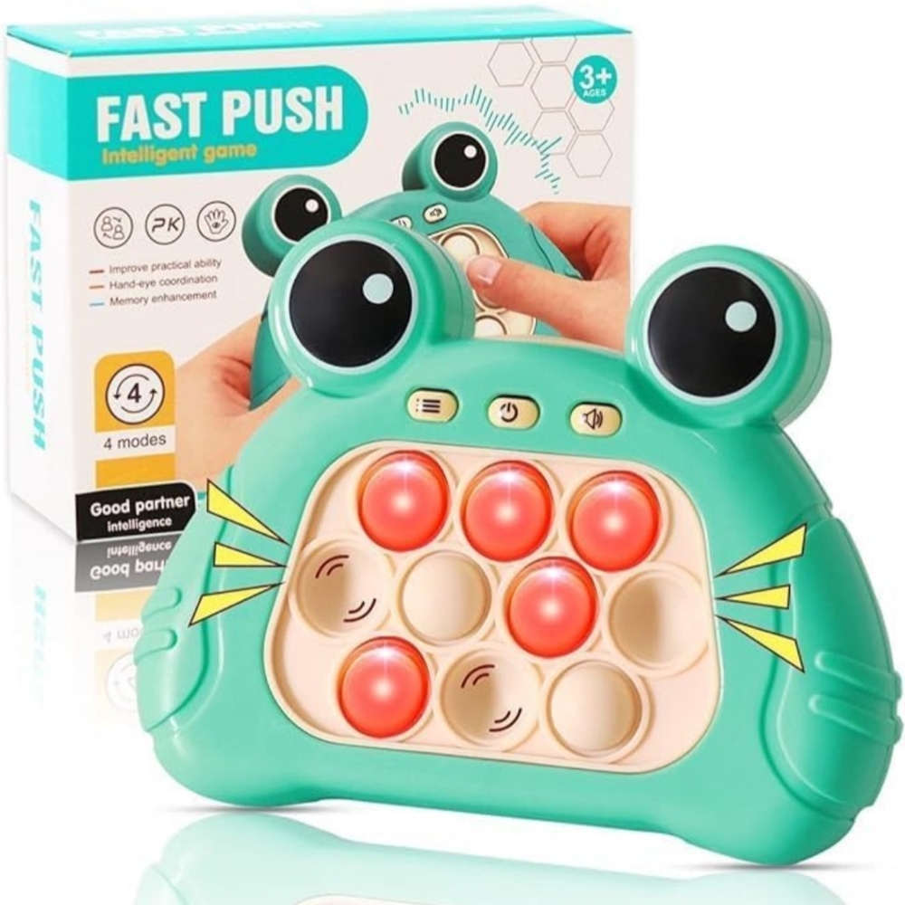 Frog-Shaped Fast Push Game - Green and Red